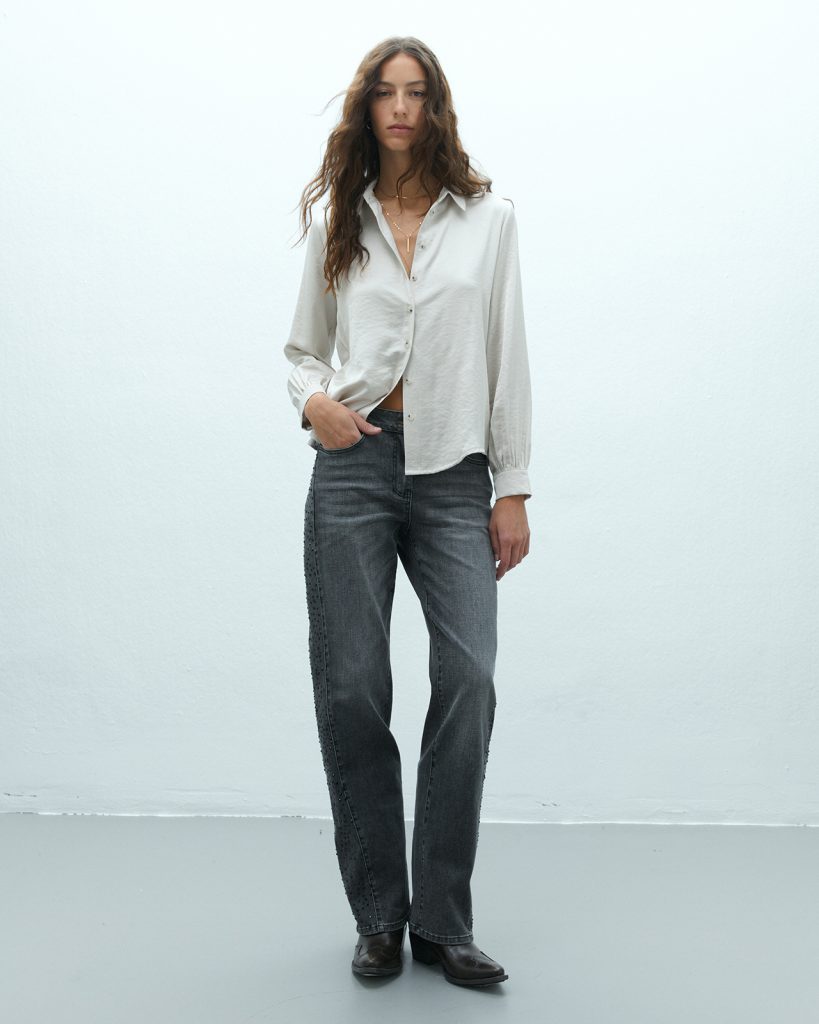 Camisa de raso crudo ANDAM vista frontal