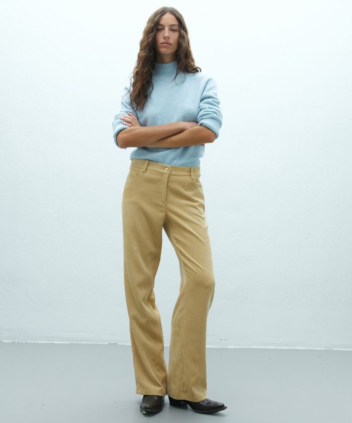 andam-pantalon-ancho-amarillo-mostaza-1 Pantalón ancho amarillo mostaza ANDAM vista frontal