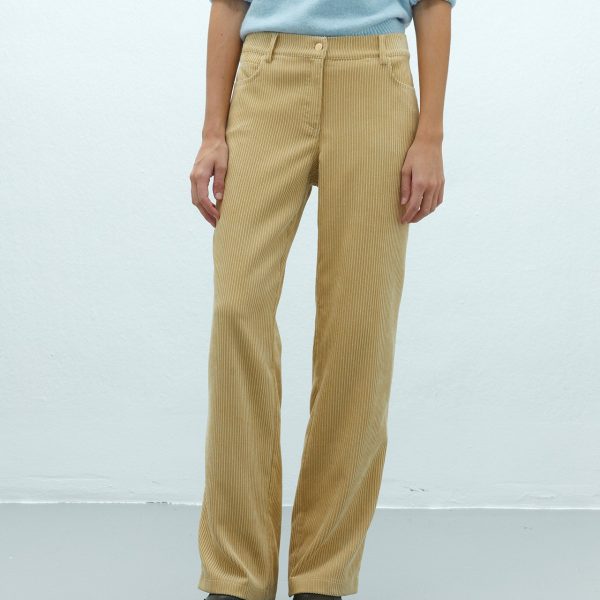 Pantalón ancho amarillo mostaza ANDAM detalle de la cintura