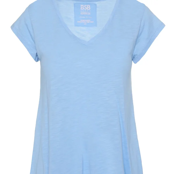 Camiseta de punto cuello pico en celeste, BSB Camiseta de punto cuello pico en celeste, BSB