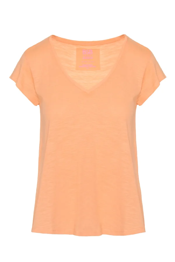 Camiseta de punto cuello pico en coral, BSB Camiseta de punto cuello pico en coral, BSB