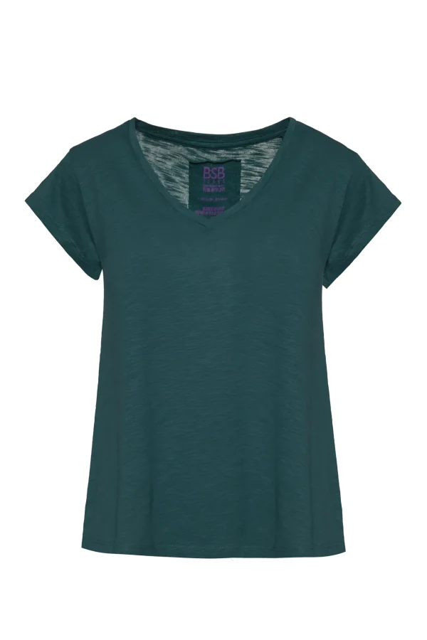 Camiseta de punto cuello pico en verde oscuro, BSB Camiseta punto cuello pico BSB en verde oscuro