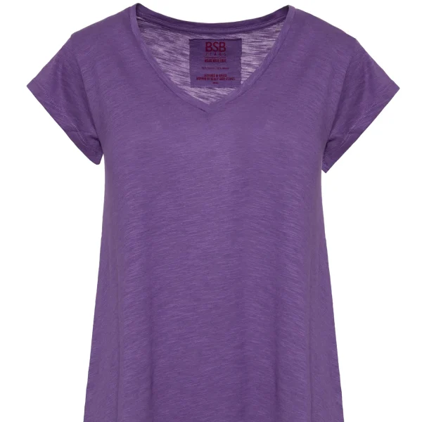 Camiseta de punto cuello pico en violeta, BSB Camiseta de punto cuello pico en violeta, BSB