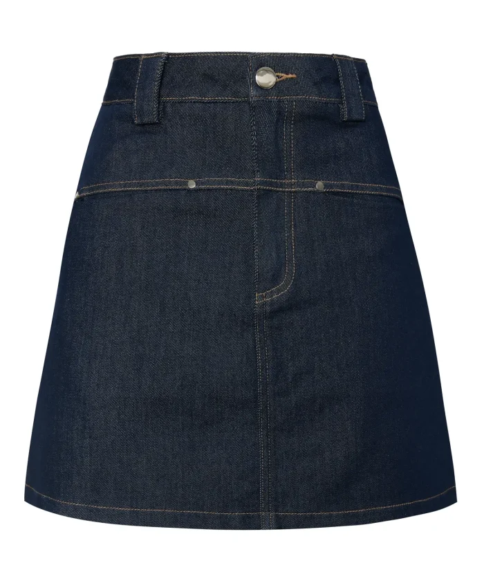 Falda mini vaquera denim BSB, foto de producto con botón metálico
