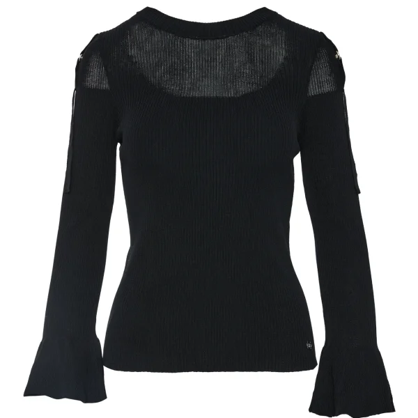 Jersey negro con canesú semitransparente BSB, vista de espalda Jersey negro con canesú semitransparente BSB, vista de espalda