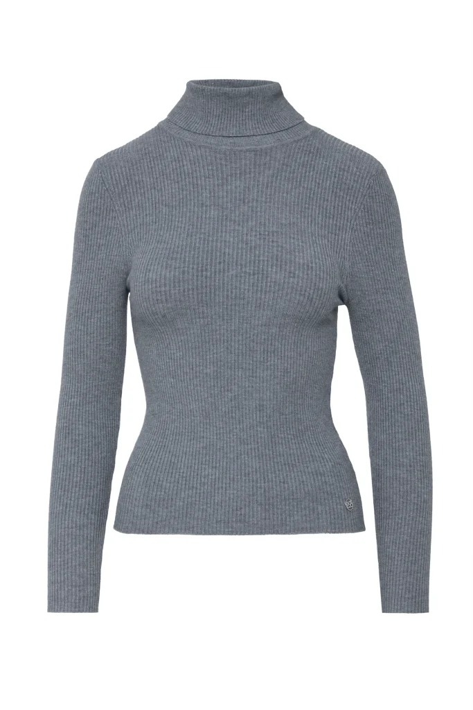 Jersey de cuello alto canalé BSB en toffee con silueta ceñida