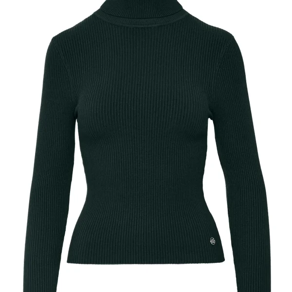 Jersey de cuello alto canalé verde oscuro BSB, vista de frente Jersey de cuello alto canalé verde oscuro BSB, vista de frente