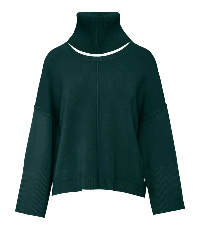 Jersey oversize de cuello alto verde oscuro BSB, foto de producto de frente Jersey oversize de cuello alto verde oscuro BSB, foto de producto de frente