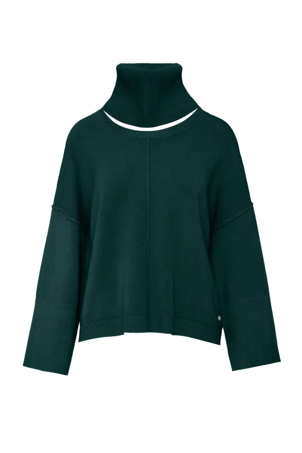 Jersey oversize de cuello alto verde oscuro BSB, vista de frente