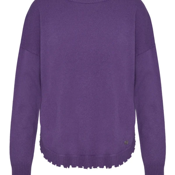 Jersey oversize de lana morado BSB con acabado deshilachado Jersey oversize de lana morado BSB con acabado deshilachado