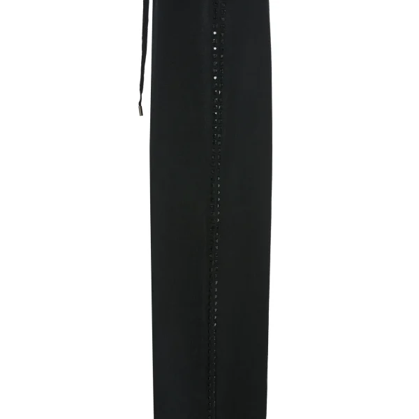 Pantalón ancho negro con banda de strass BSB, vista lateral Pantalón ancho negro con banda de strass BSB, vista lateral