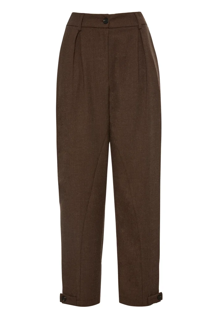 Pantalón sastre talle alto marrón BSB con bajo de hebilla