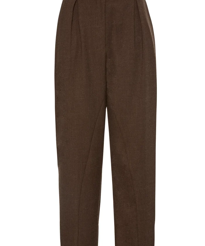 Pantalón sastre talle alto marrón BSB con bajo de hebilla