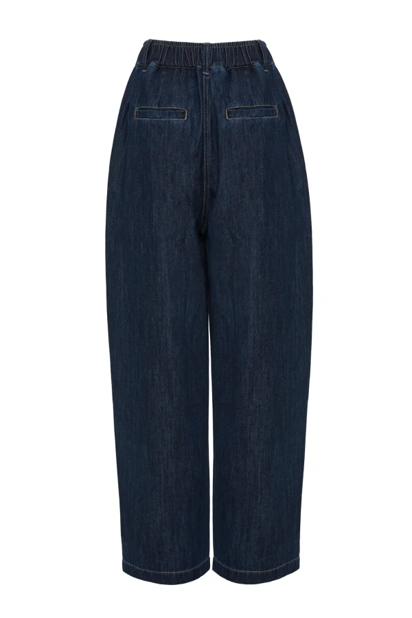 Pantalón vaquero globo en denim azul oscuro BSB, vista de espalda