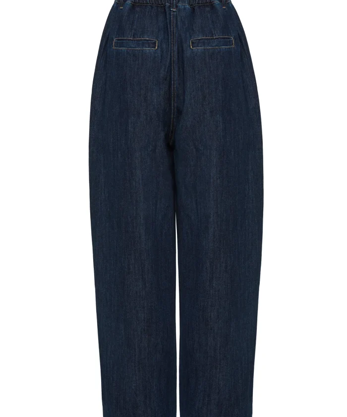 Pantalón vaquero globo en denim azul oscuro BSB, vista de espalda