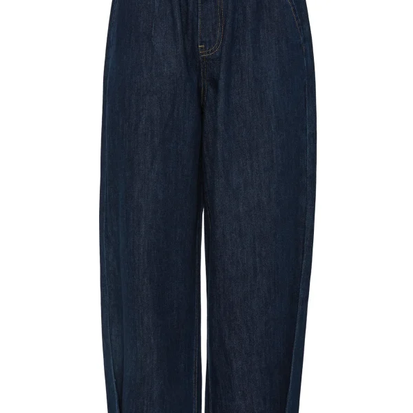 Pantalón vaquero globo denim BSB en azul oscuro con trabilla dorada