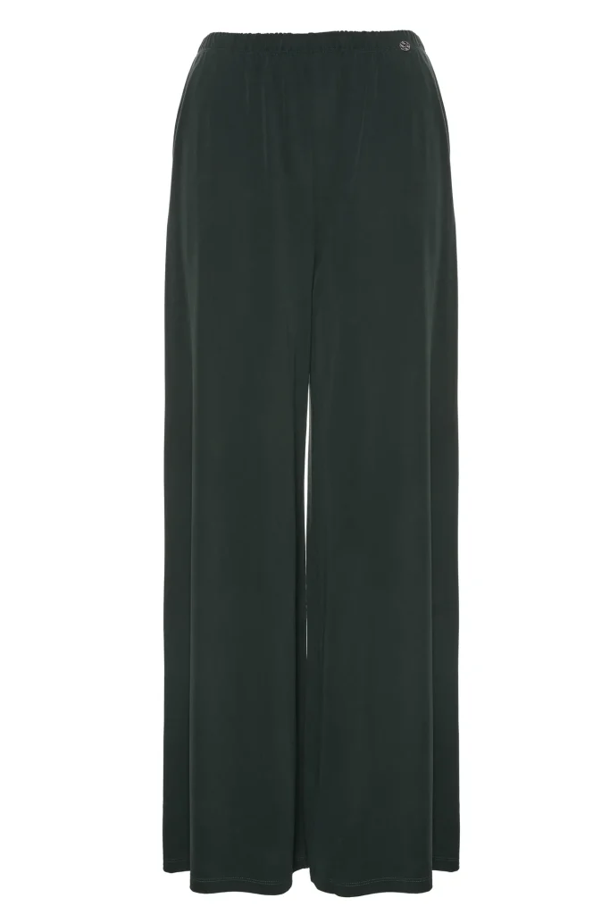 Pantalón wide leg fluido verde oscuro BSB, vista de frente