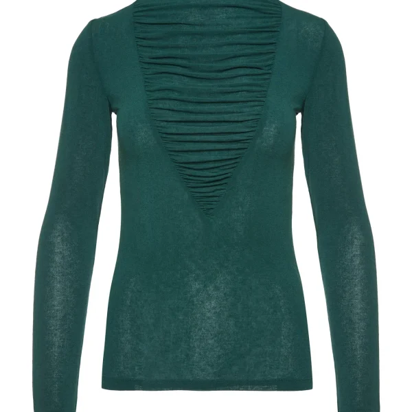 Top verde oscuro de punto con drapeado en la espalda BSB Top verde oscuro de punto con drapeado en la espalda BSB