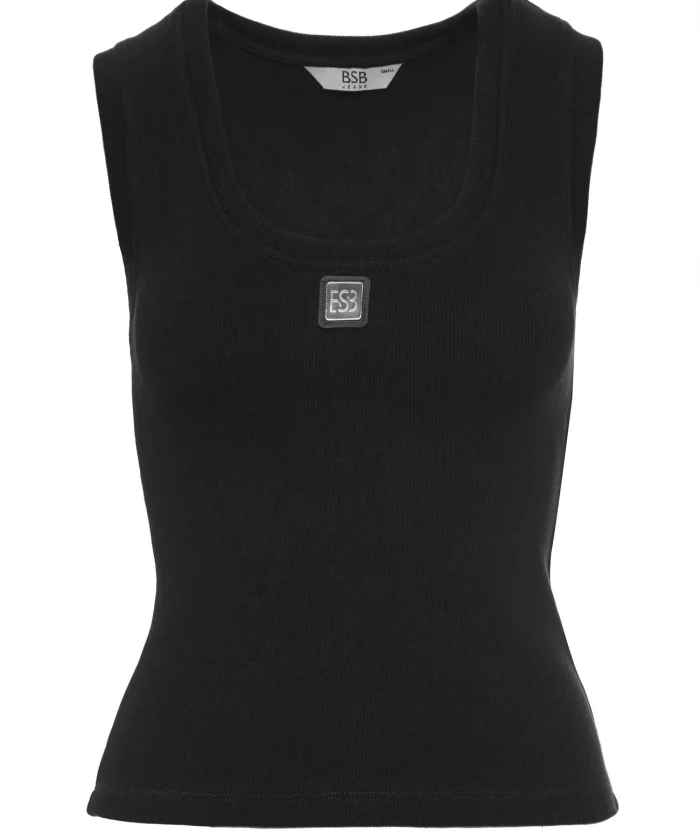 Top de tirantes canalé negro BSB, foto de producto de frente