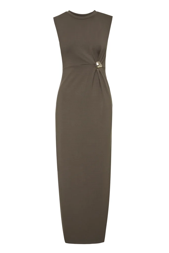 Vestido midi hebilla dorada negro BSB