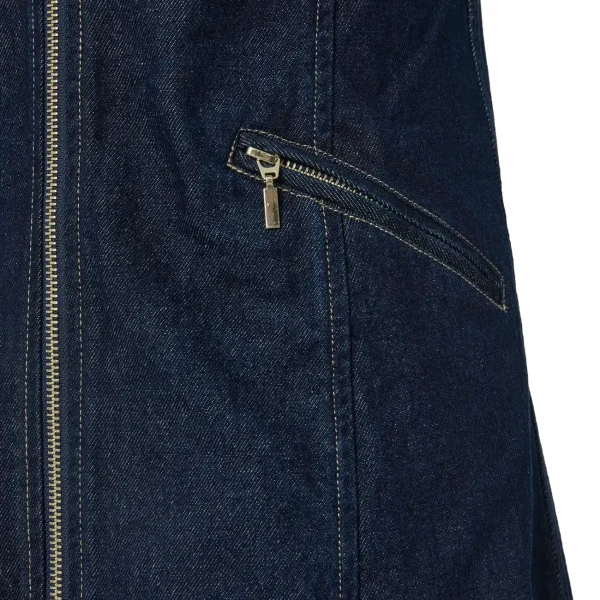 Vestido midi vaquero denim BSB, detalle del bolsillo con cremallera dorada Vestido midi vaquero denim BSB, detalle del bolsillo con cremallera dorada