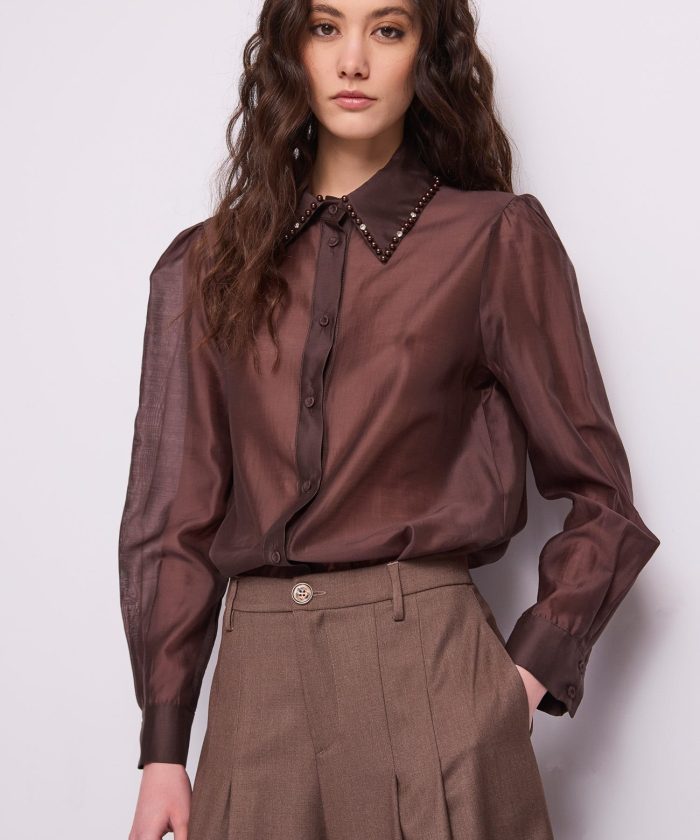 Camisa semitransparente Volante