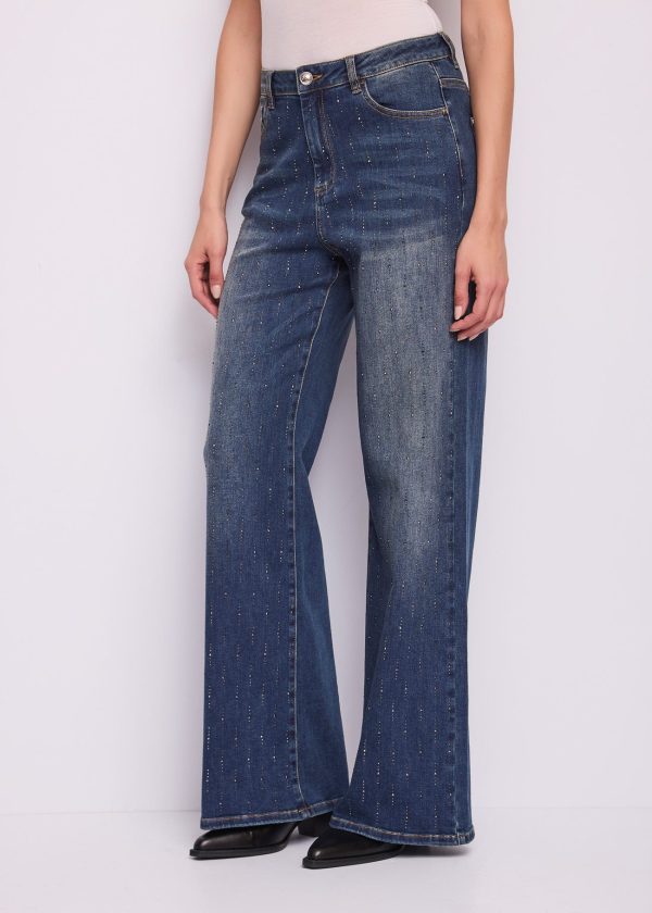 Vaquero de pierna ancha con pedrería Gaudí Jeans