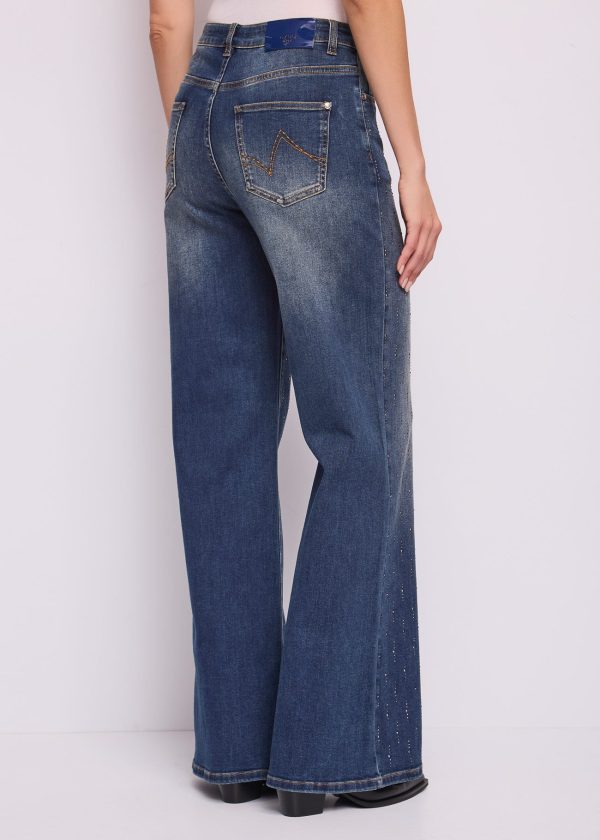 Vaquero de pierna ancha con pedrería Gaudí Jeans