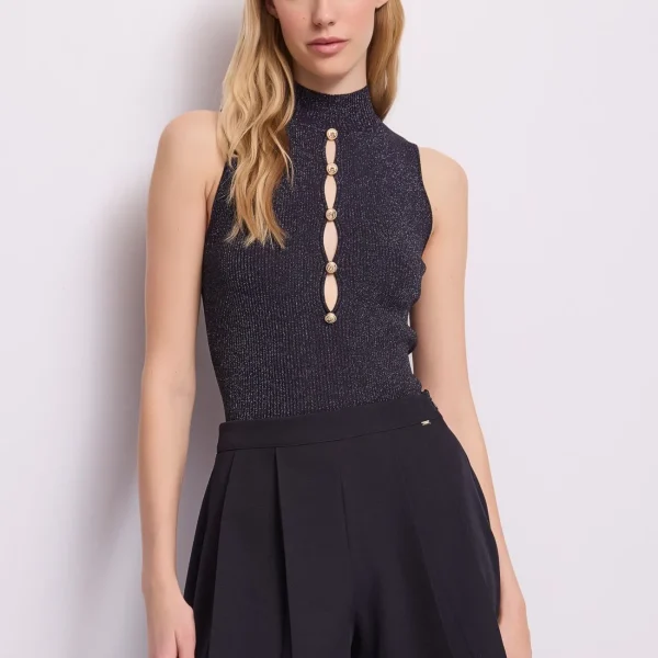 top-viscosa-lurex-cuello-alto-azul-noche-01 Top sin Mangas Lurex